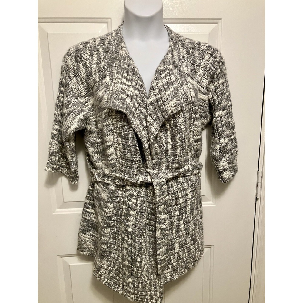 New Jones New York Sz Large Chunky Knit Cardigan Sweater Womens Gray Alpaca Wool - Picture 2 of 7